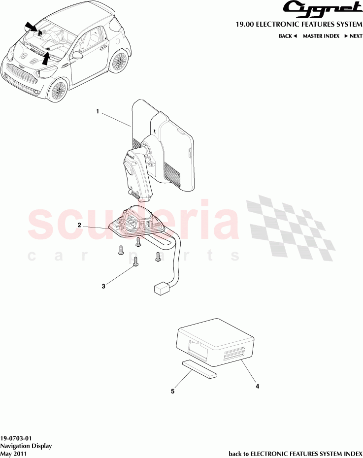 Navigation Display of Aston Martin Aston Martin Cygnet