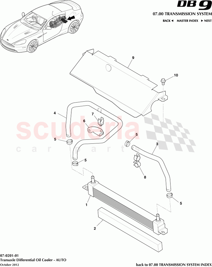 Transaxle Differential Oil Cooler - AUTO of Aston Martin Aston Martin DB9 (2013-2016)