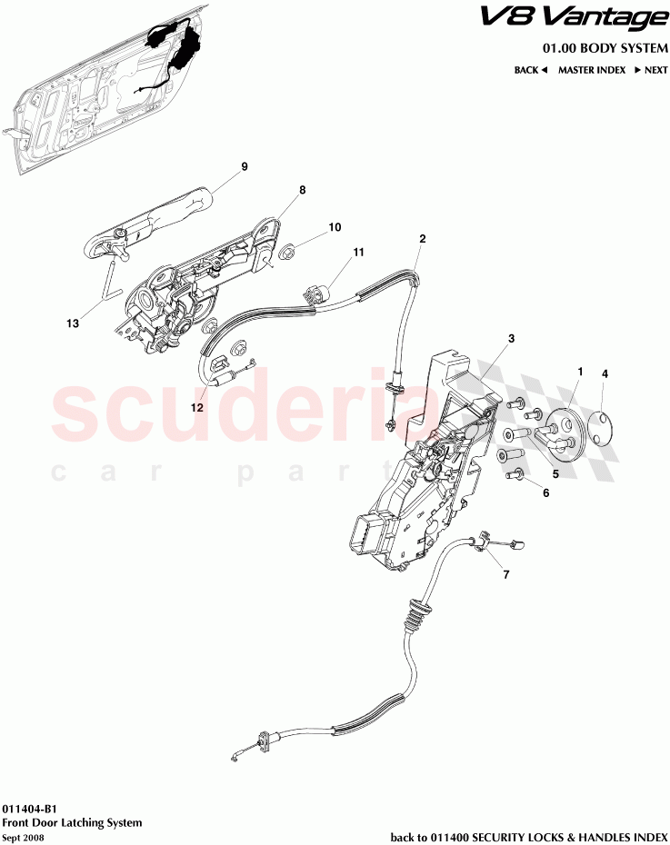 Front Door Latching System of Aston Martin Aston Martin V8 Vantage
