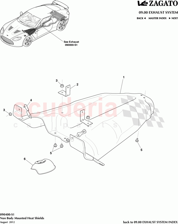 Non Body Mounted Heat Shields of Aston Martin Aston Martin V12 Zagato