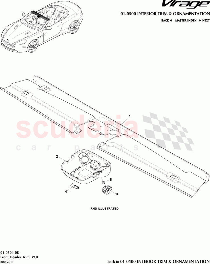 Front Header Trim (Volante) of Aston Martin Aston Martin Virage