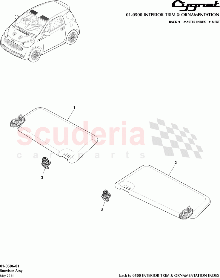 Sunvisor Assembly of Aston Martin Aston Martin Cygnet