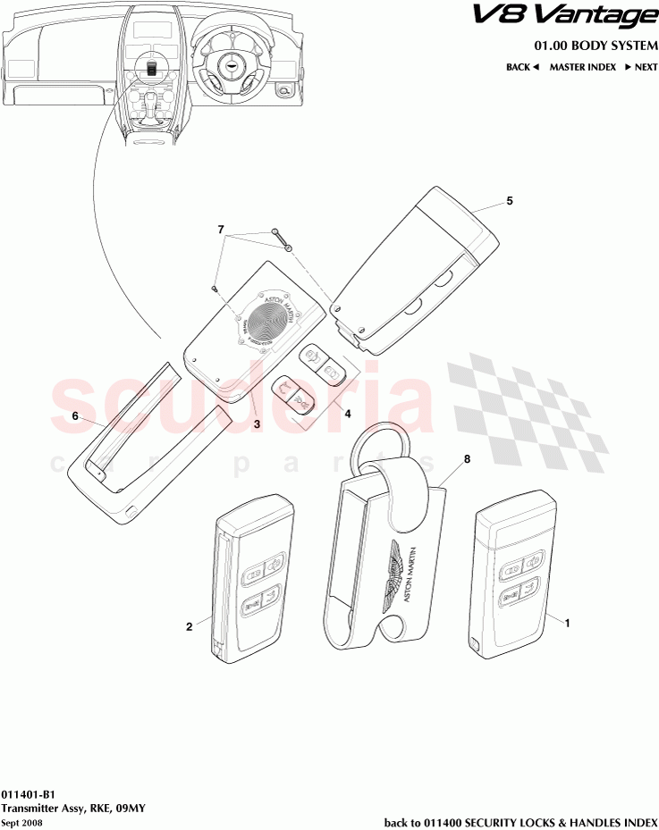 Transmitter Assembly, RKE (2009) of Aston Martin Aston Martin V8 Vantage