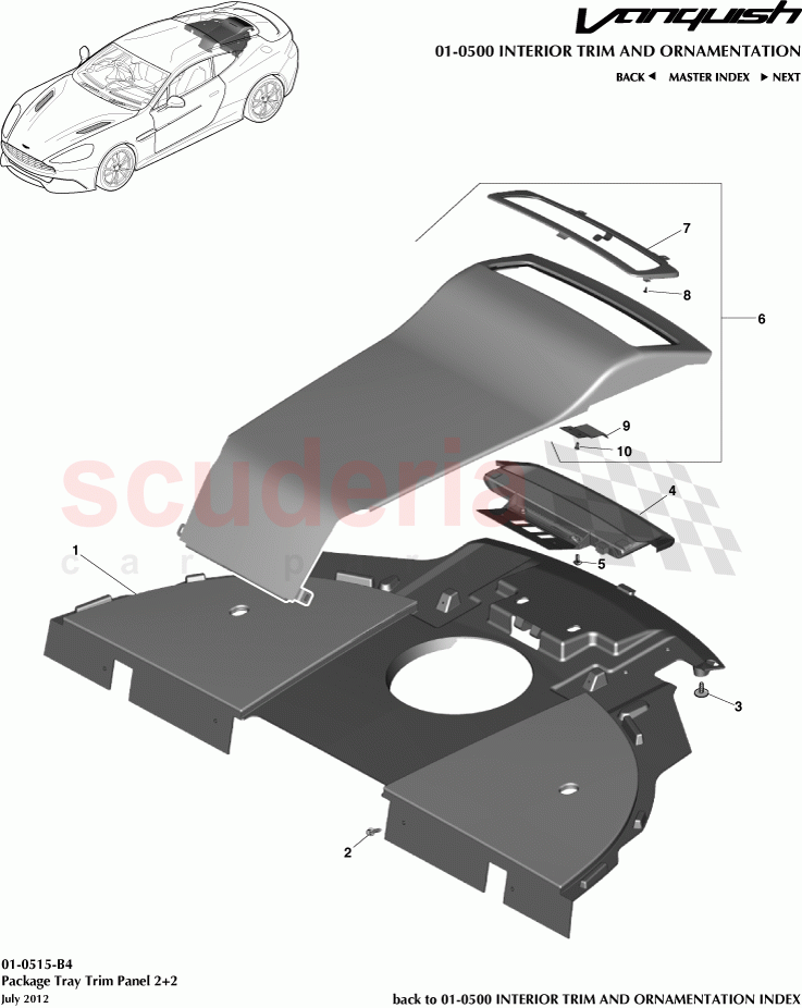 Package Tray Trim Panel 2+2 of Aston Martin Aston Martin Vanquish (2012+)