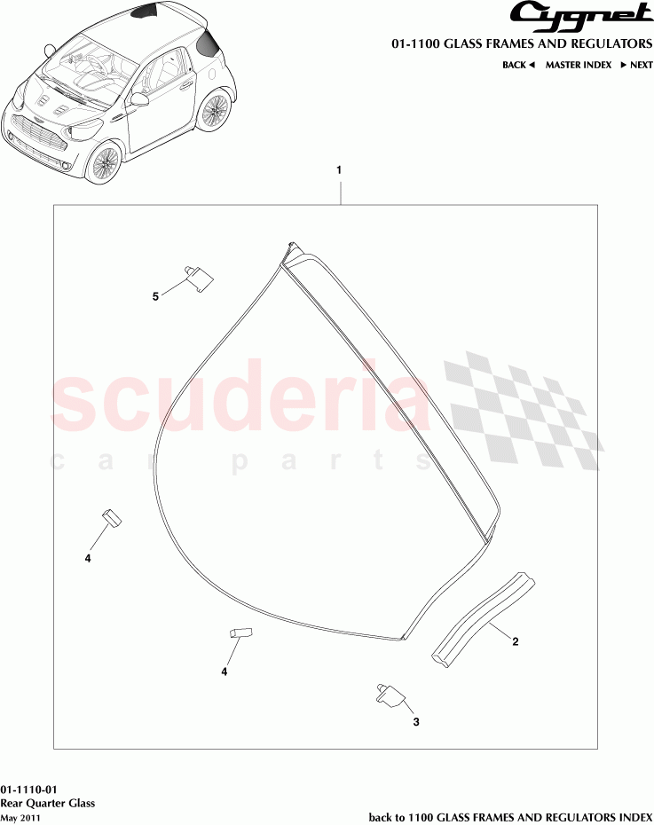 Rear Quarter Glass of Aston Martin Aston Martin Cygnet