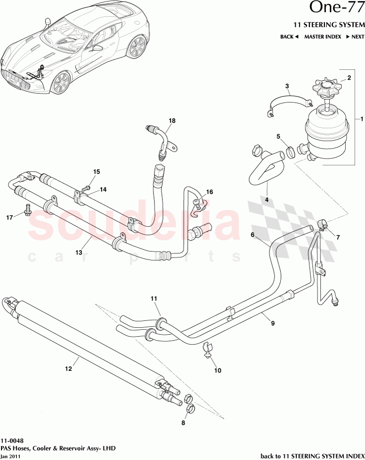 PAS Hoses, Cooler & Reservoir- LHD of Aston Martin Aston Martin One-77