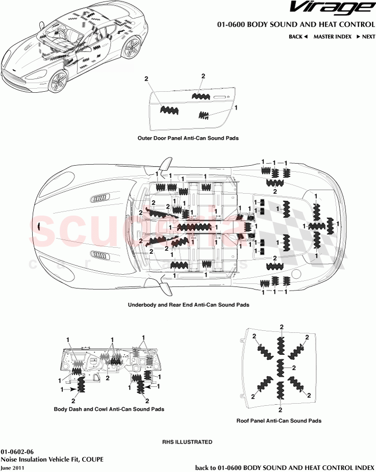 Noise Insulation Vehicle Fit (Coupe) of Aston Martin Aston Martin Virage