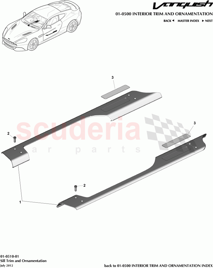 Sill Trim and Ornamentation of Aston Martin Aston Martin Vanquish (2012+)