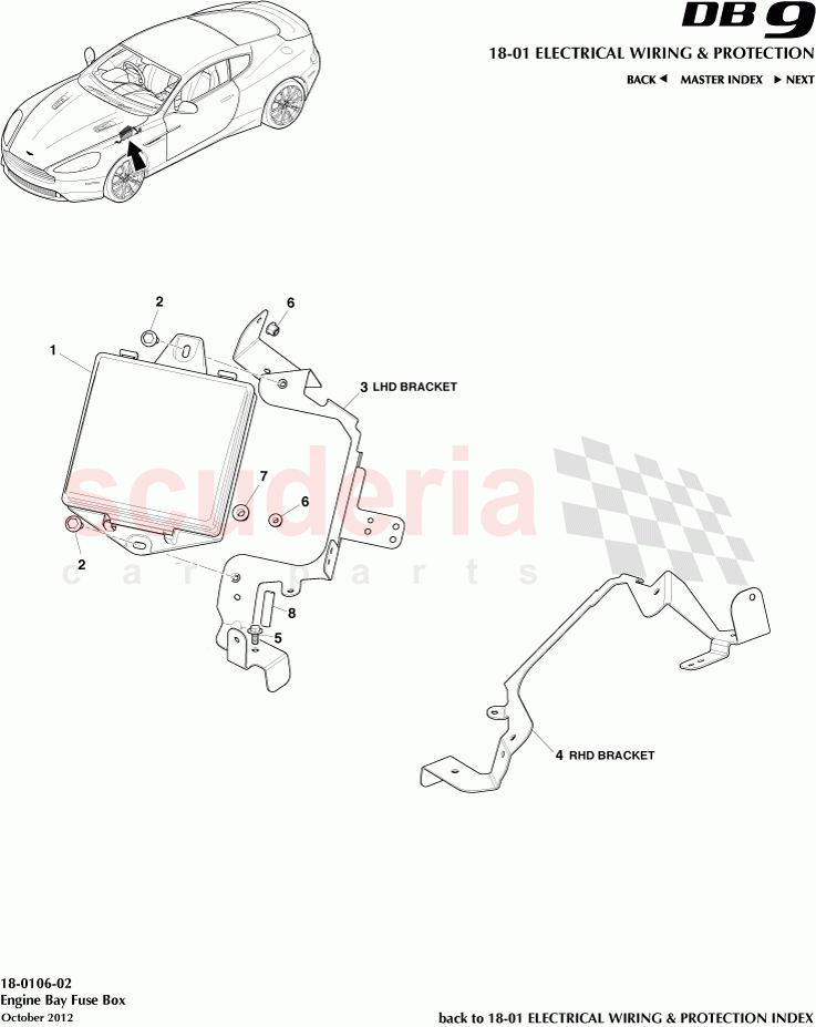 Engine Bay Fuse Box of Aston Martin Aston Martin DB9 (2013-2016)