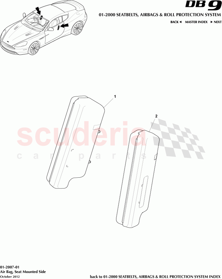 Air Bag, Seat Mounted Side of Aston Martin Aston Martin DB9 (2013-2016)