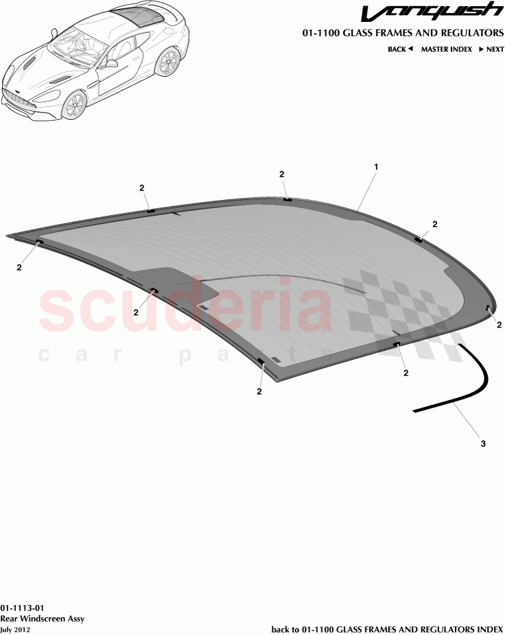 Rear Windscreen Assembly of Aston Martin Aston Martin Vanquish (2012+)