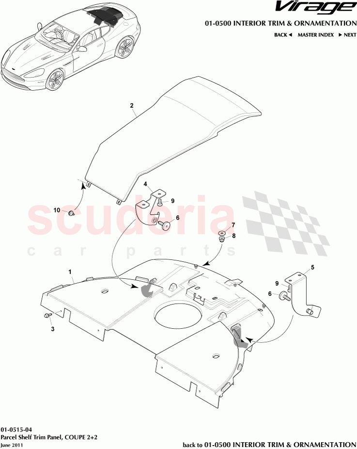 Parcel Shelf Trim Panel (Coupe) 2+2 of Aston Martin Aston Martin Virage