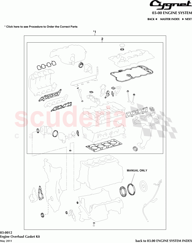 Engine Overhaul Gasket Kit of Aston Martin Aston Martin Cygnet