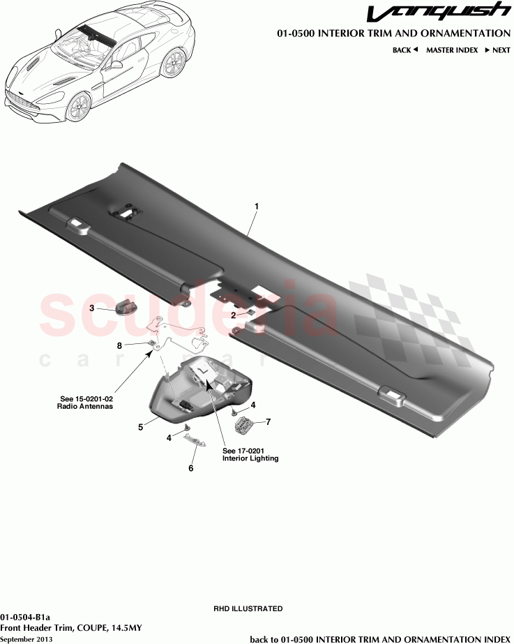 Front Header Trim, COUPE, 14.5MY of Aston Martin Aston Martin Vanquish (2012+)