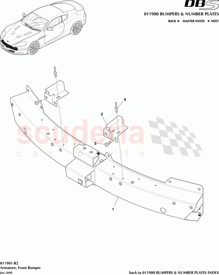 Front Bumper and Armature of Aston Martin Aston Martin DBS V12