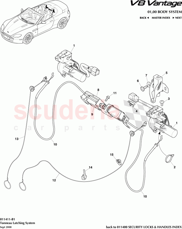 Tonneau Latching System of Aston Martin Aston Martin V8 Vantage