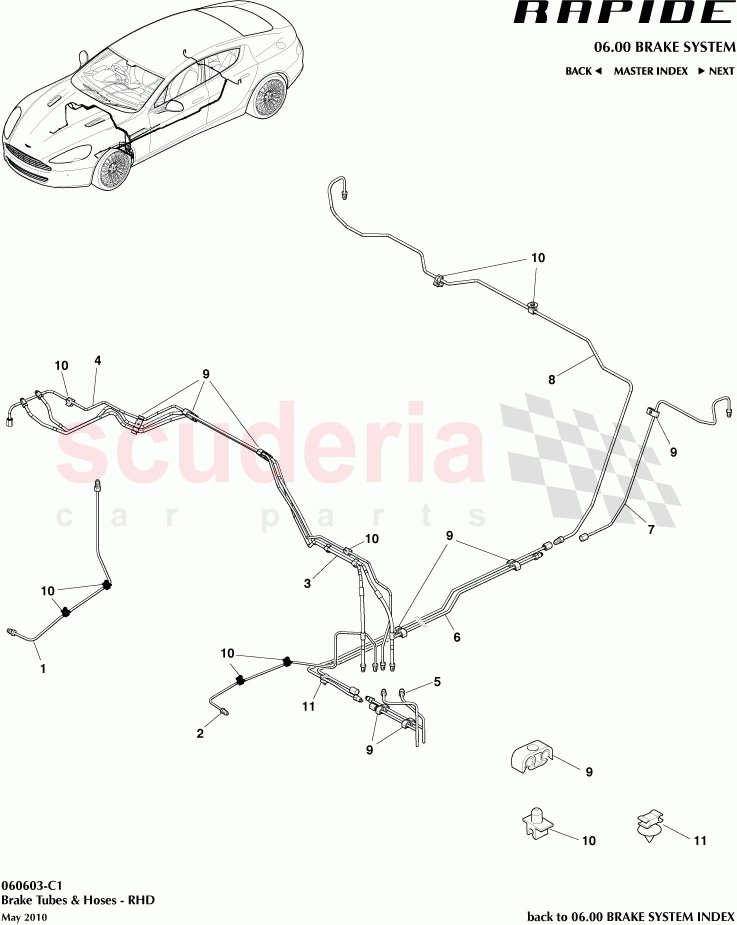 Brake Tubes and Hoses (RHD) of Aston Martin Aston Martin Rapide