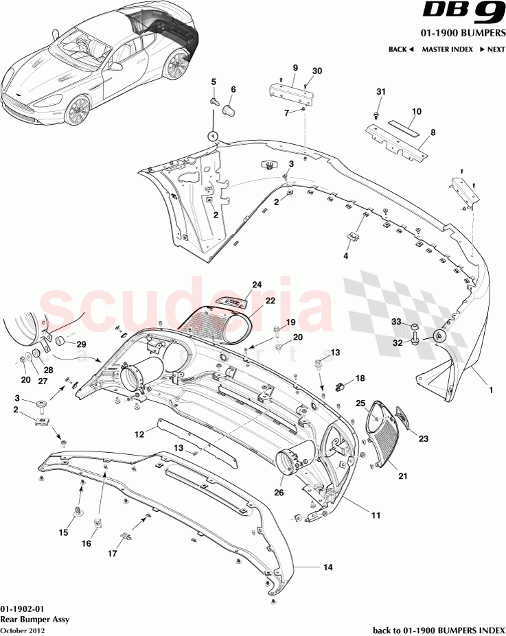 Rear Bumper Assembly of Aston Martin Aston Martin DB9 (2013-2016)