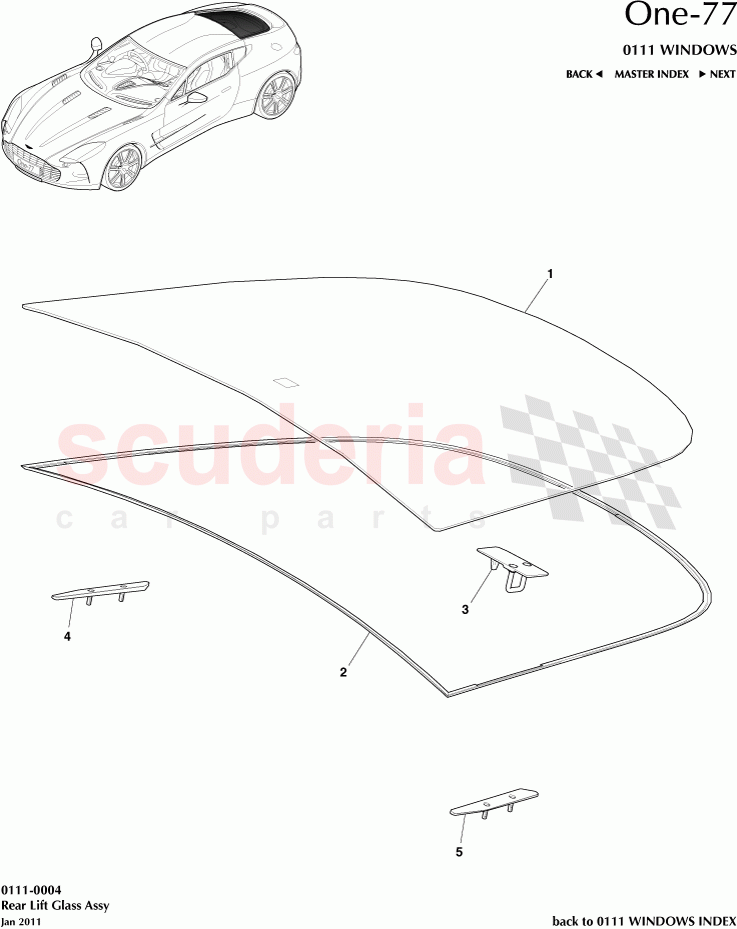 Rear Lift Glass Assembly of Aston Martin Aston Martin One-77