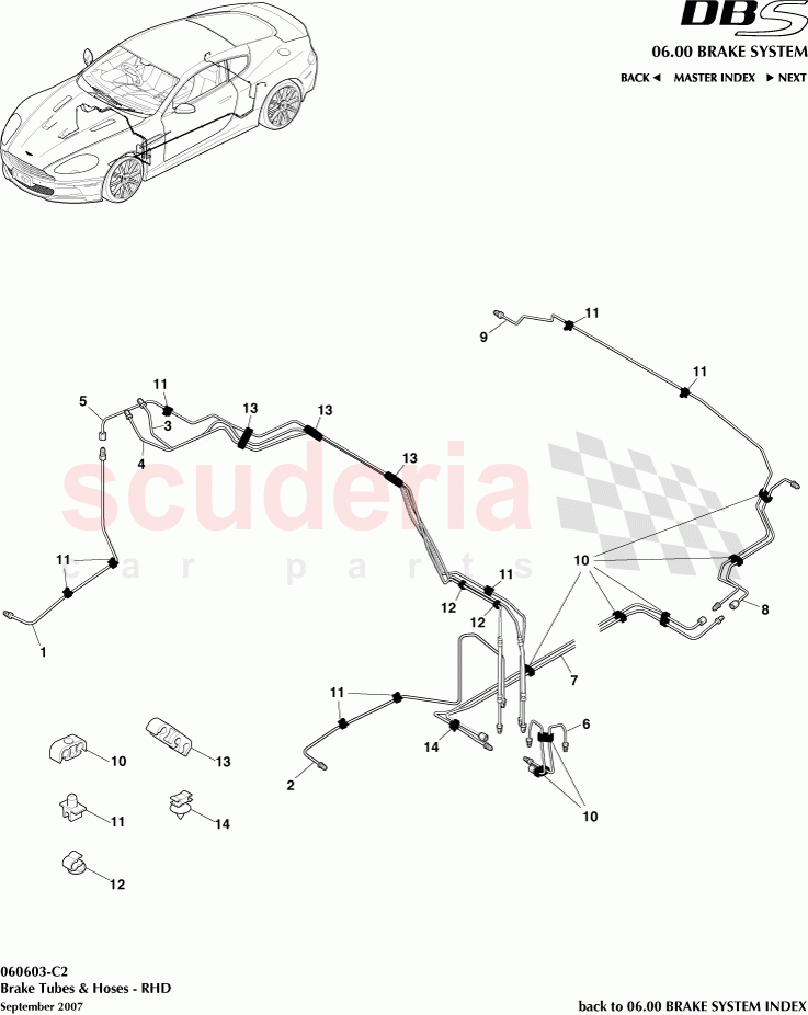 Brake Tubes and Hoses (RHD) of Aston Martin Aston Martin DBS V12