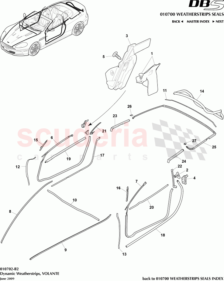 Dynamic Weatherstrips (Volante) of Aston Martin Aston Martin DBS V12