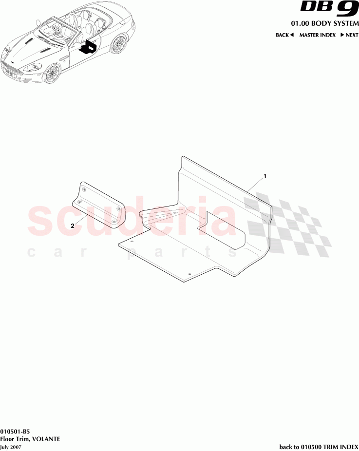 Floor Trim (Volante) of Aston Martin Aston Martin DB9 (2004-2012)