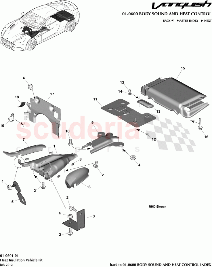 Heat Insulation Vehicle Fit of Aston Martin Aston Martin Vanquish (2012+)