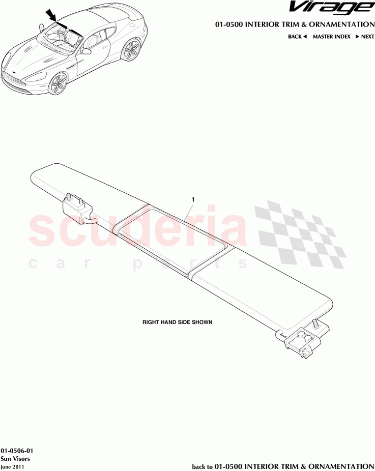 Sun Visors of Aston Martin Aston Martin Virage