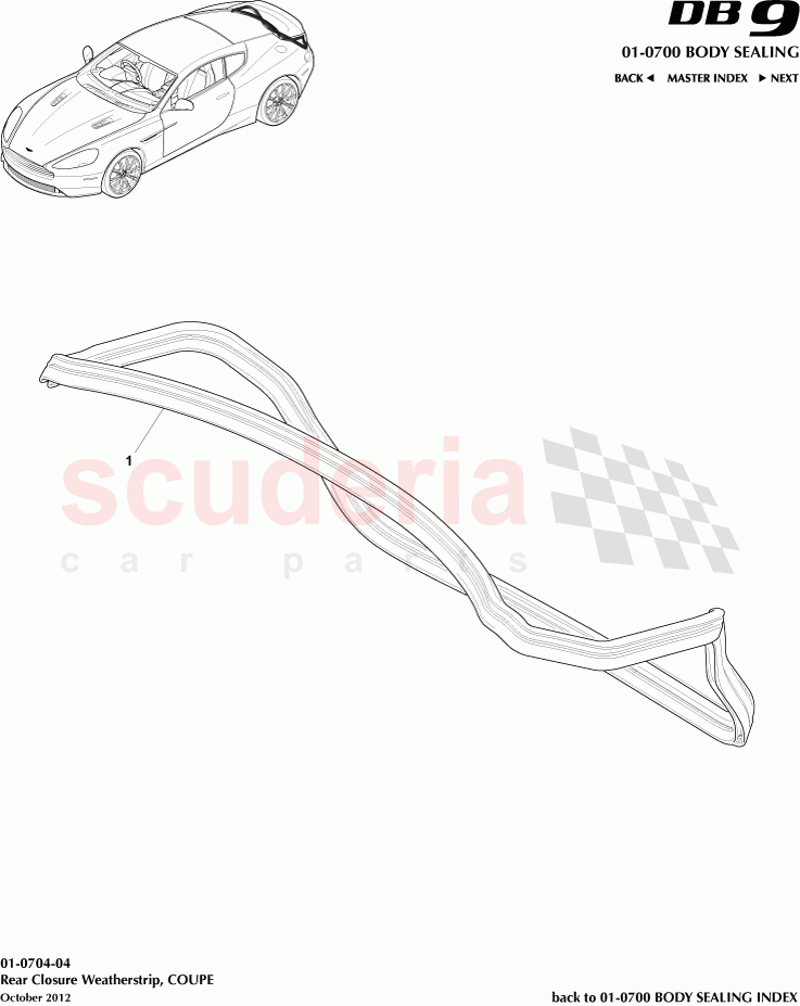 Rear Closure Weatherstrip, COUPE of Aston Martin Aston Martin DB9 (2013-2016)