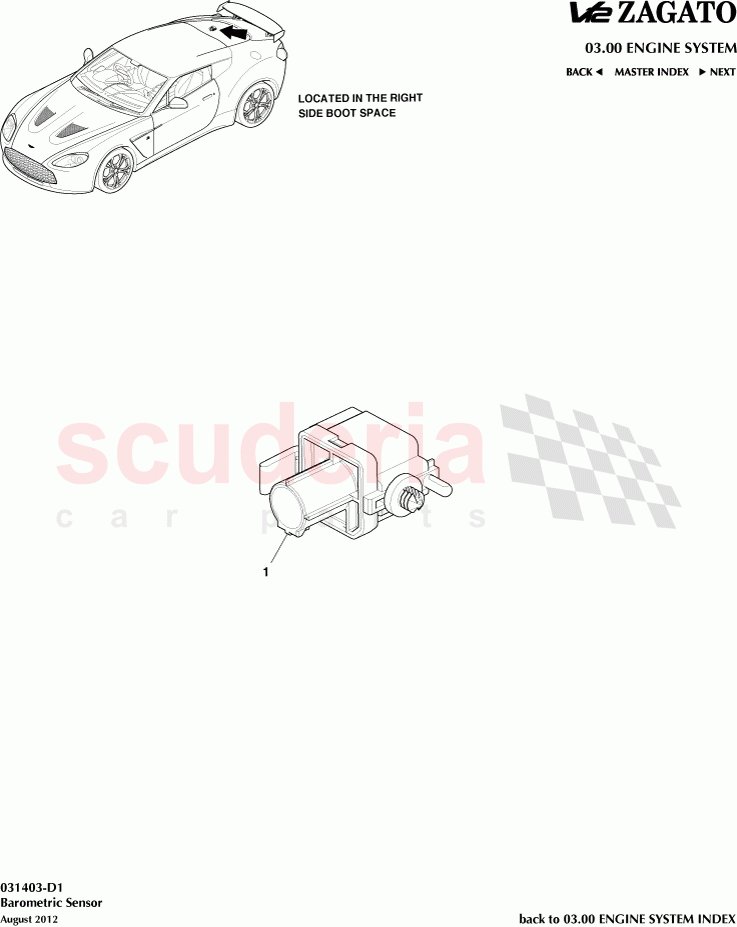Barometric Sensor of Aston Martin Aston Martin V12 Zagato