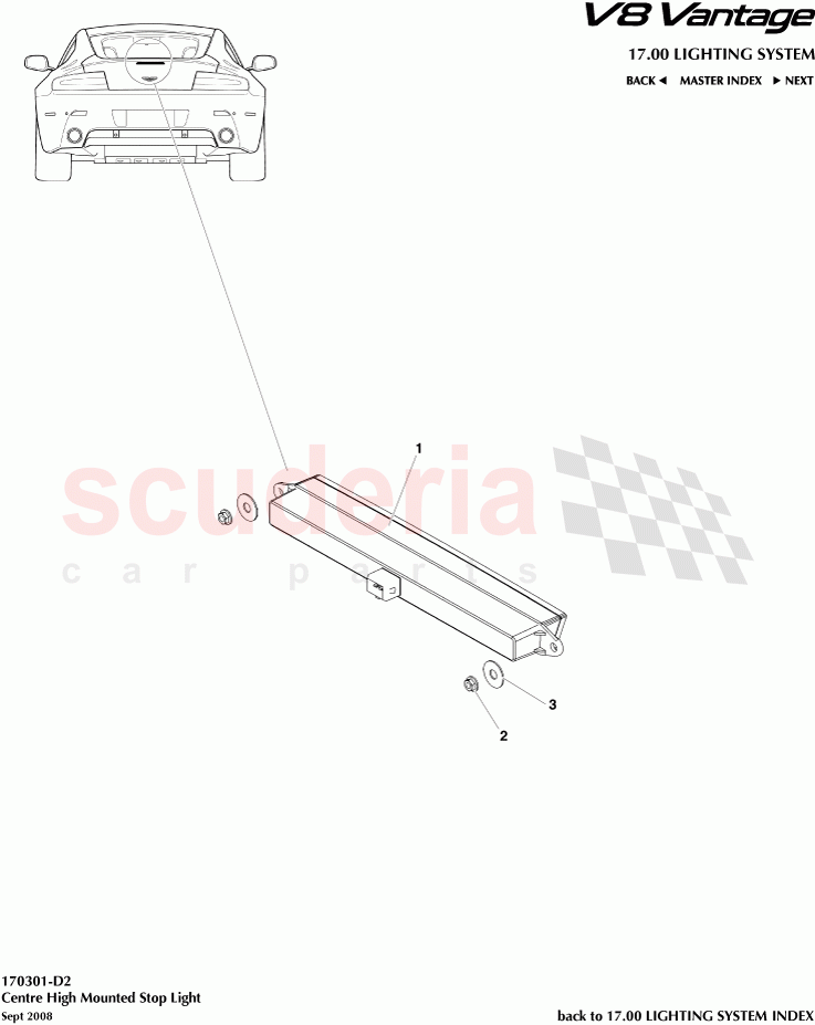 Centre High Mounted Stop Light of Aston Martin Aston Martin V8 Vantage