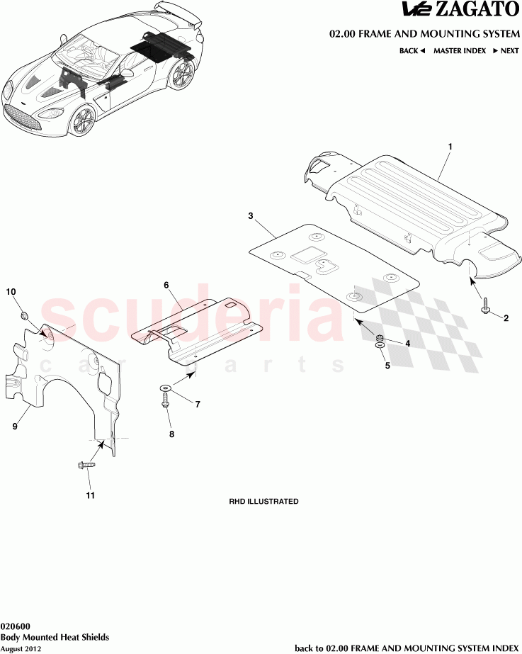 Body Mounted Heat Shields of Aston Martin Aston Martin V12 Zagato