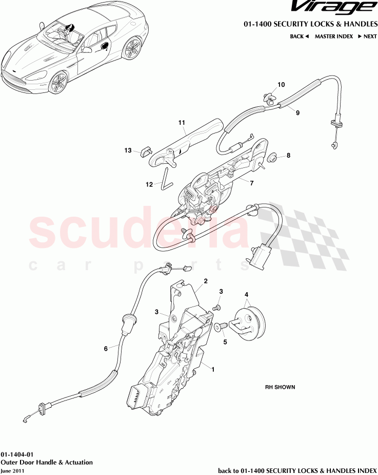 Outer Door Handle and Actuation of Aston Martin Aston Martin Virage