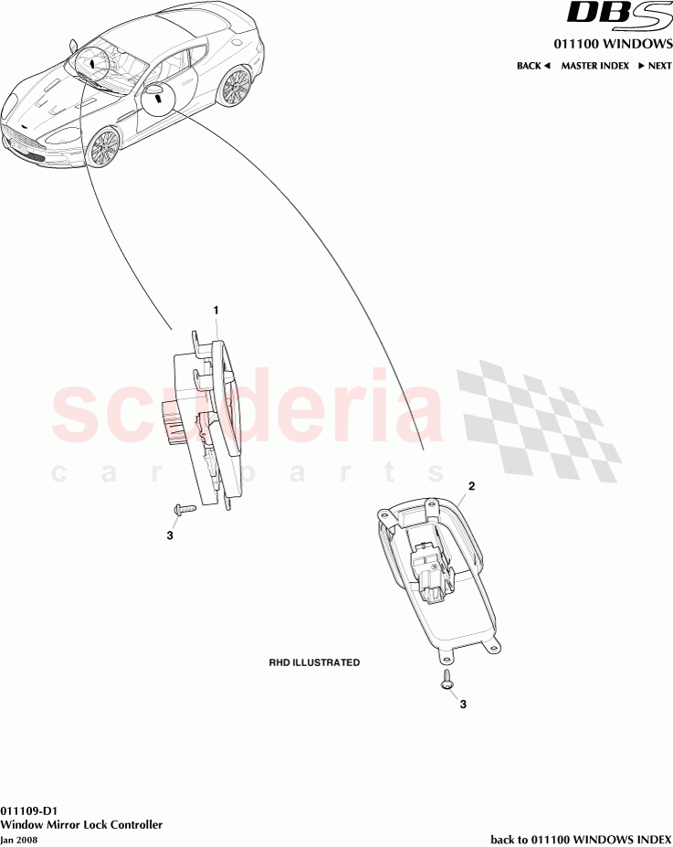 Window Mirror Lock Controller of Aston Martin Aston Martin DBS V12