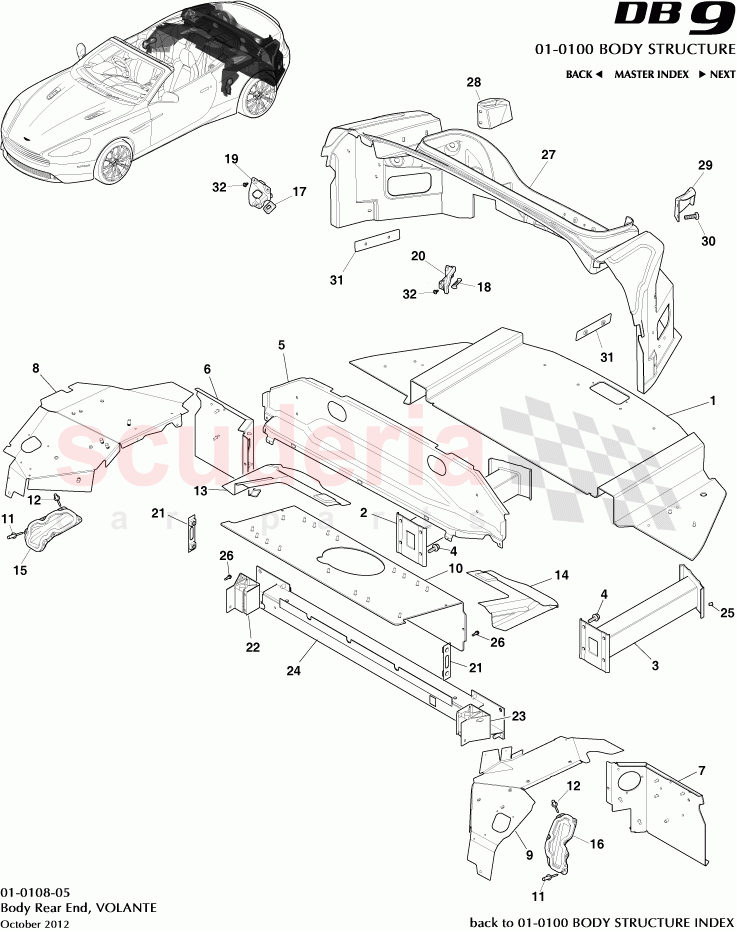 Body Rear End, VOLANTE of Aston Martin Aston Martin DB9 (2013-2016)