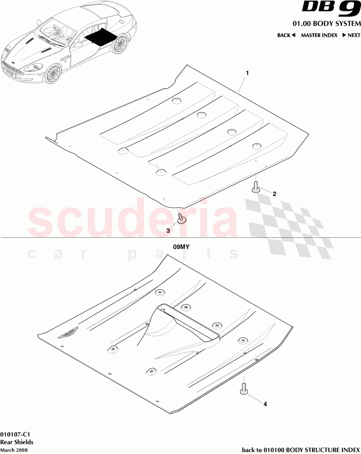 Rear Shields of Aston Martin Aston Martin DB9 (2004-2012)
