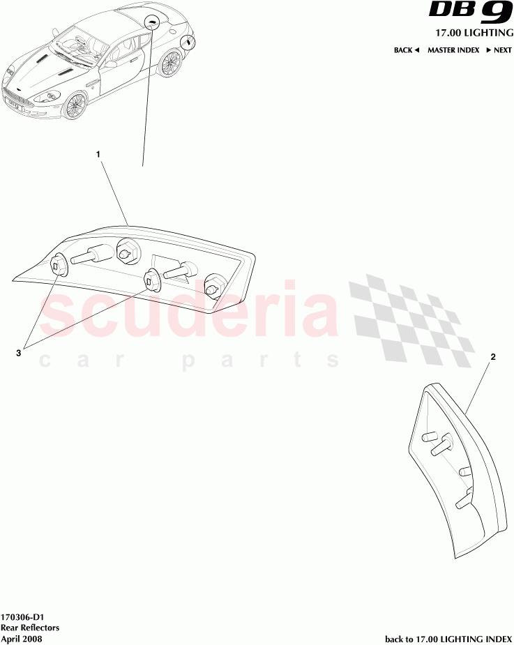 Rear Reflectors of Aston Martin Aston Martin DB9 (2004-2012)