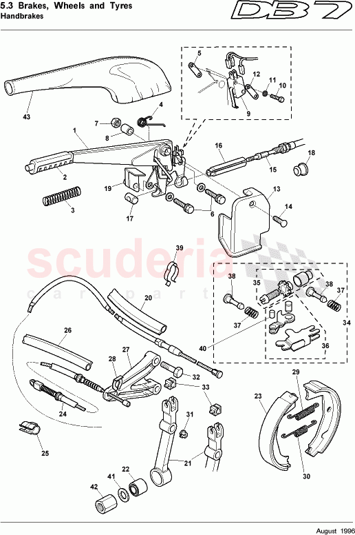 Handbrake of Aston Martin Aston Martin DB7 (1995)