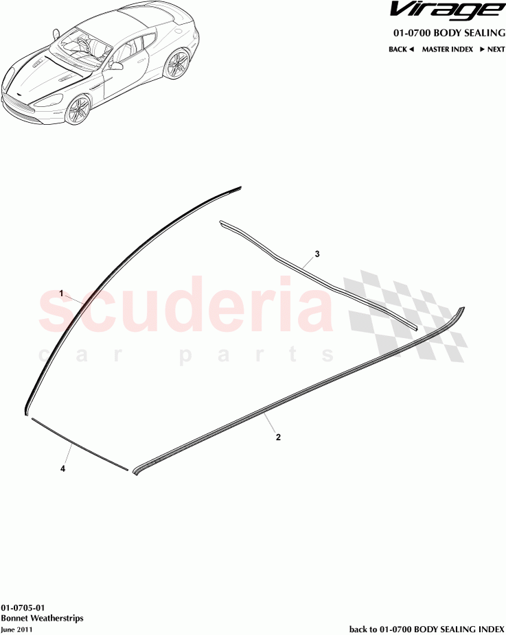 Bonnet Weatherstrips of Aston Martin Aston Martin Virage