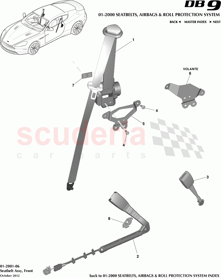 Seatbelt Assembly, Front of Aston Martin Aston Martin DB9 (2013-2016)