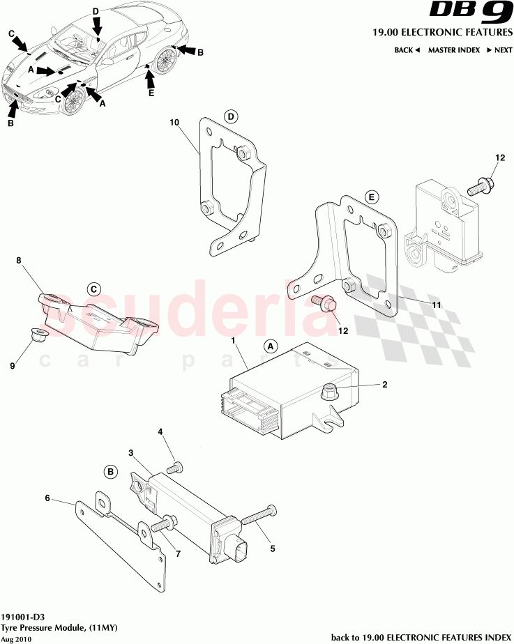 Tyre Pressure Module (2011) of Aston Martin Aston Martin DB9 (2004-2012)