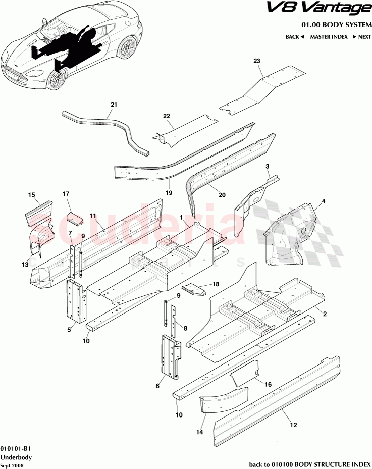 Underbody of Aston Martin Aston Martin V8 Vantage