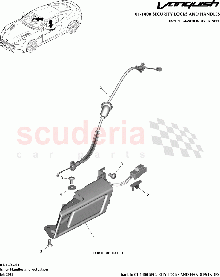 Inner Handles and Actuation of Aston Martin Aston Martin Vanquish (2012+)