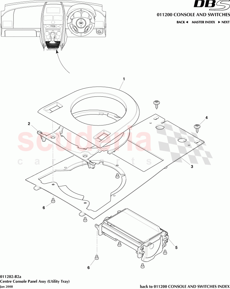 Centre Console Panel Assembly (Utility Tray) of Aston Martin Aston Martin DBS V12