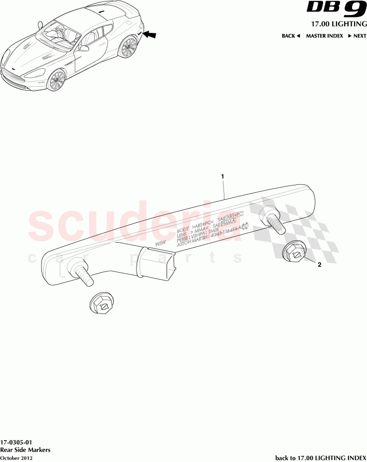 Rear Side Markers of Aston Martin Aston Martin DB9 (2013-2016)