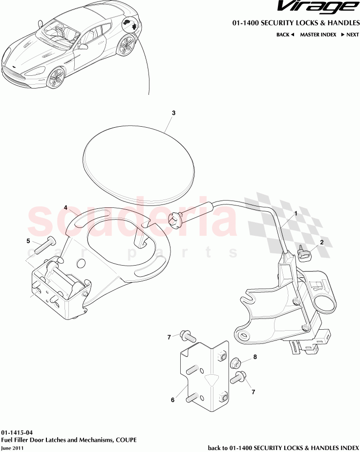 Fuel Filler Door Latches and Mechanisms (Coupe) of Aston Martin Aston Martin Virage