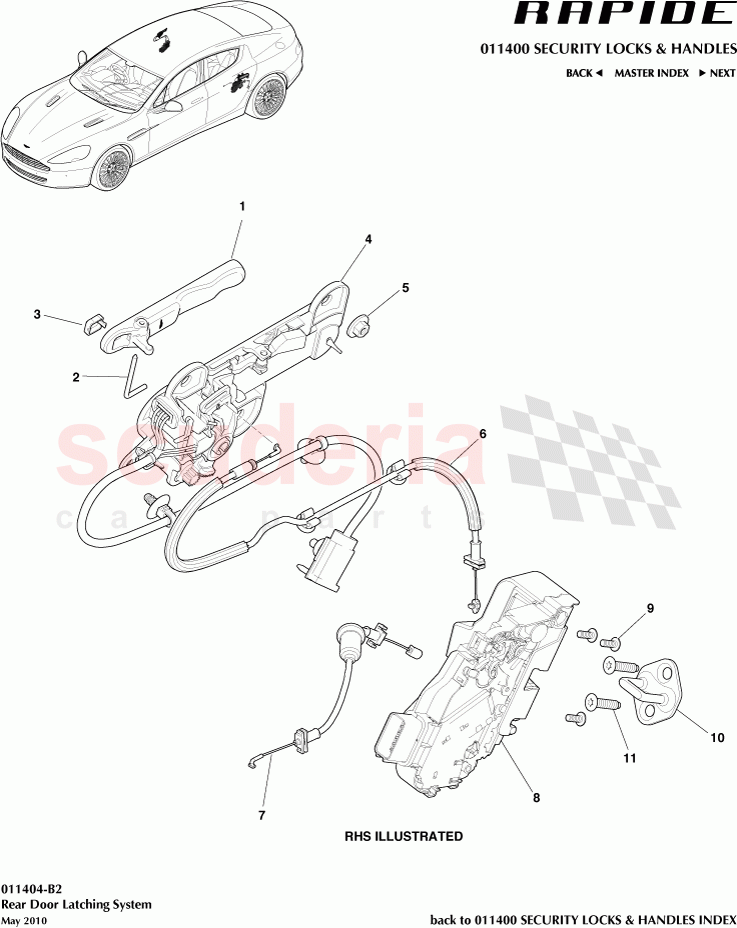 Rear Door Latching System of Aston Martin Aston Martin Rapide