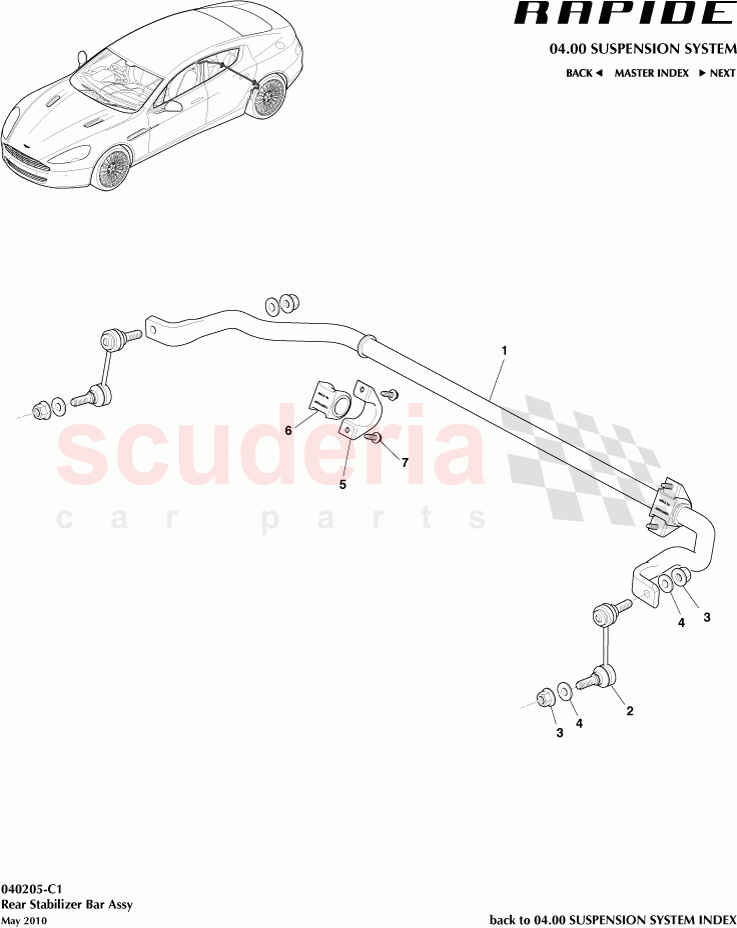 Rear Stabilizer Bar Assembly of Aston Martin Aston Martin Rapide