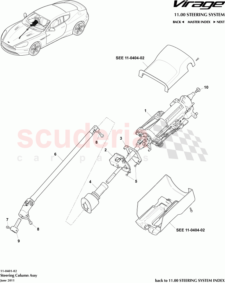 Steering Column Assembly of Aston Martin Aston Martin Virage