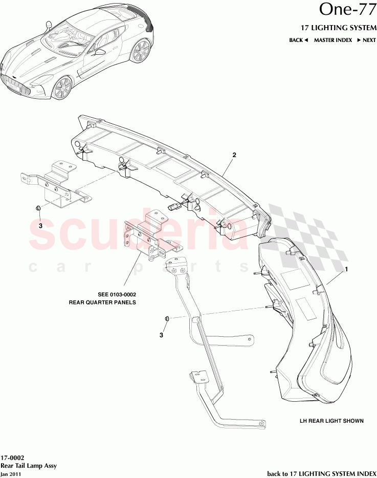 Rear Tail Lamp Assembly of Aston Martin Aston Martin One-77